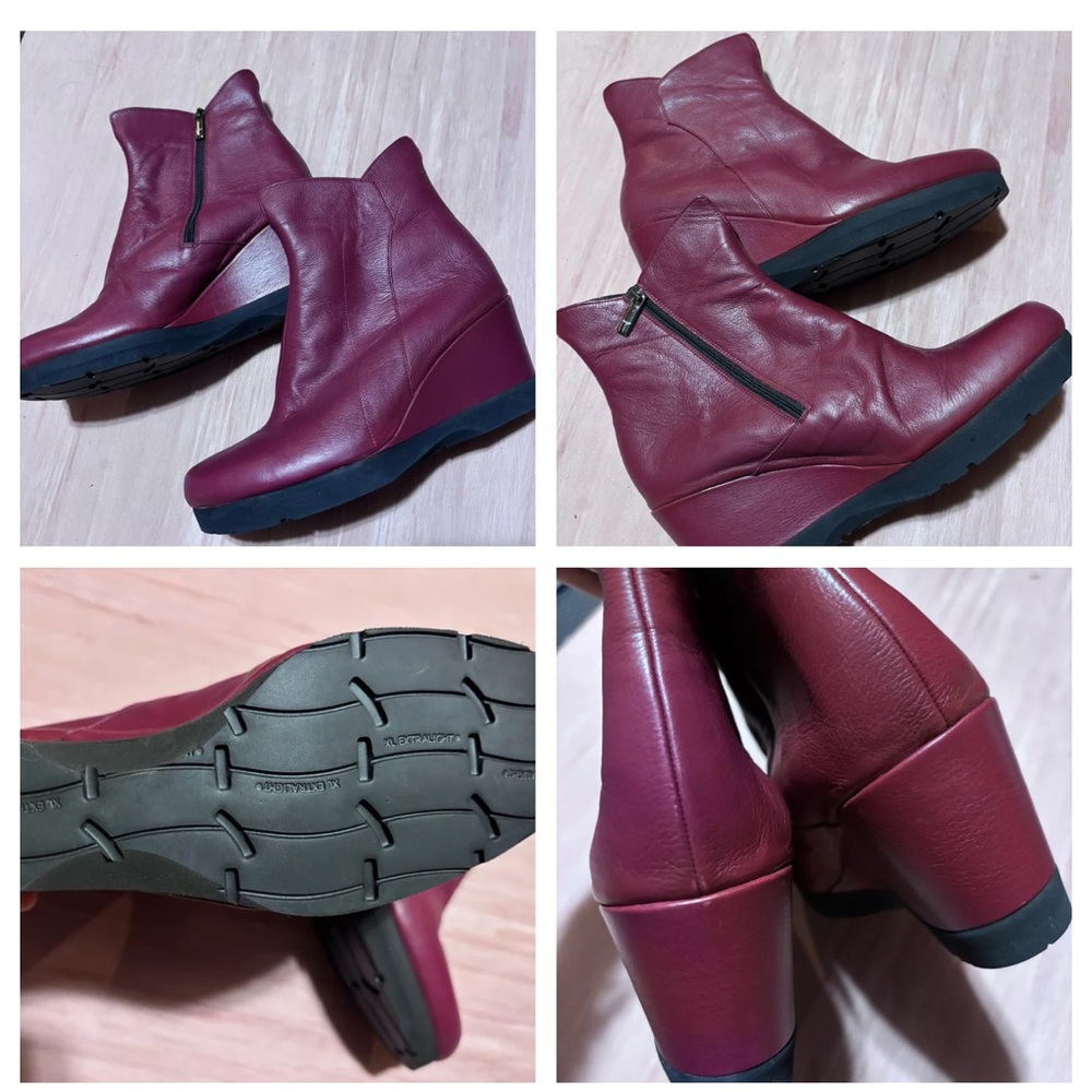 Thierry Rabotin Burgundy Wedge Ankle Boots